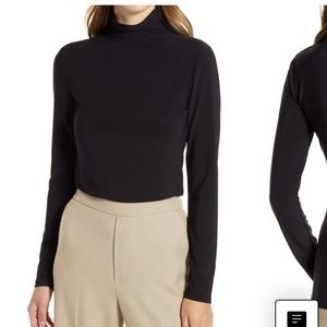 Halogen black funnel neck top black mock neck top